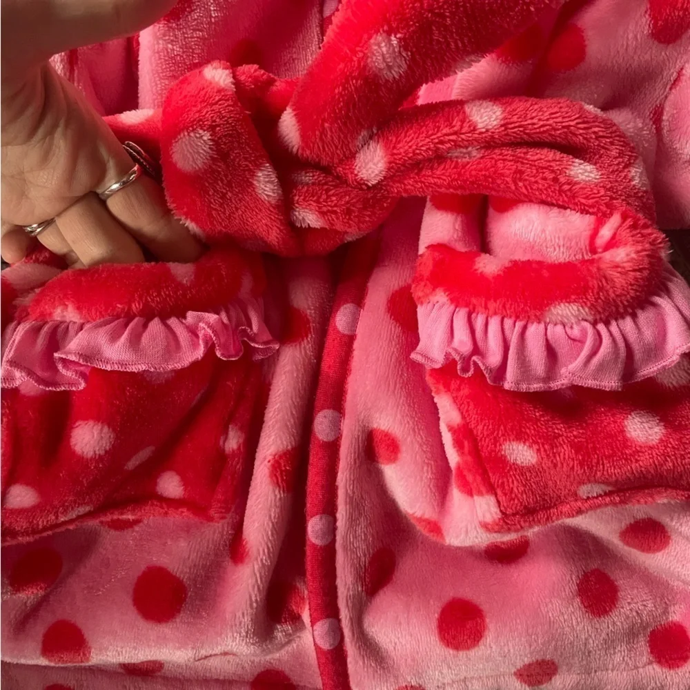 Matilda Jane Wonderment All Clean Fluffy Pink Polka Dot Bath Robe